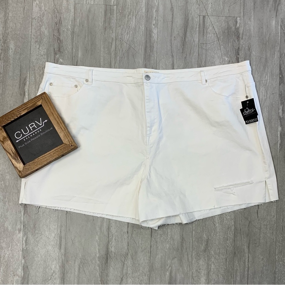Eloquii White Denim Shorts - New - Size 32